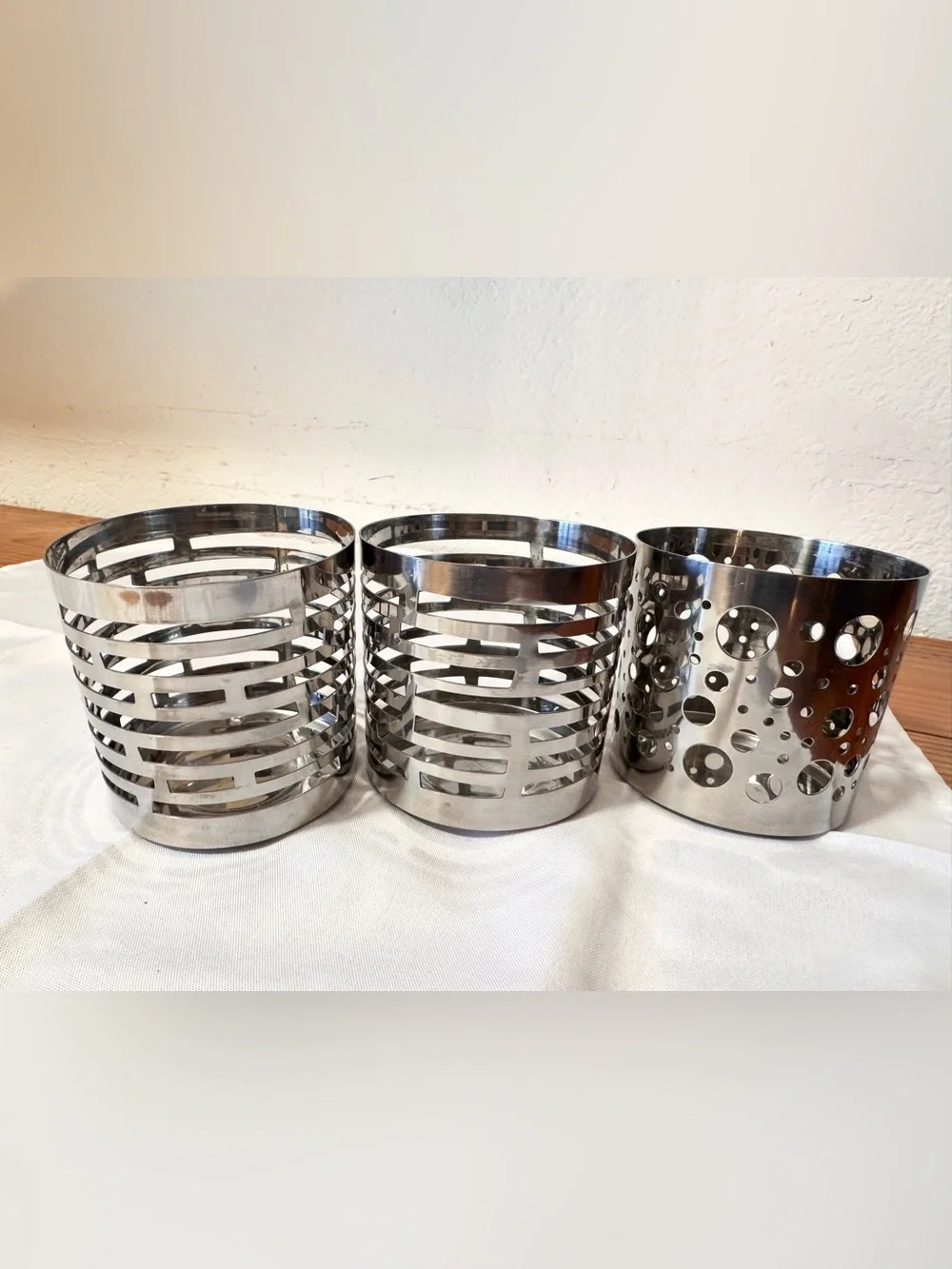 IKEA Stainless Steel Silver Decorative Votive Candle Holders - Set of 3